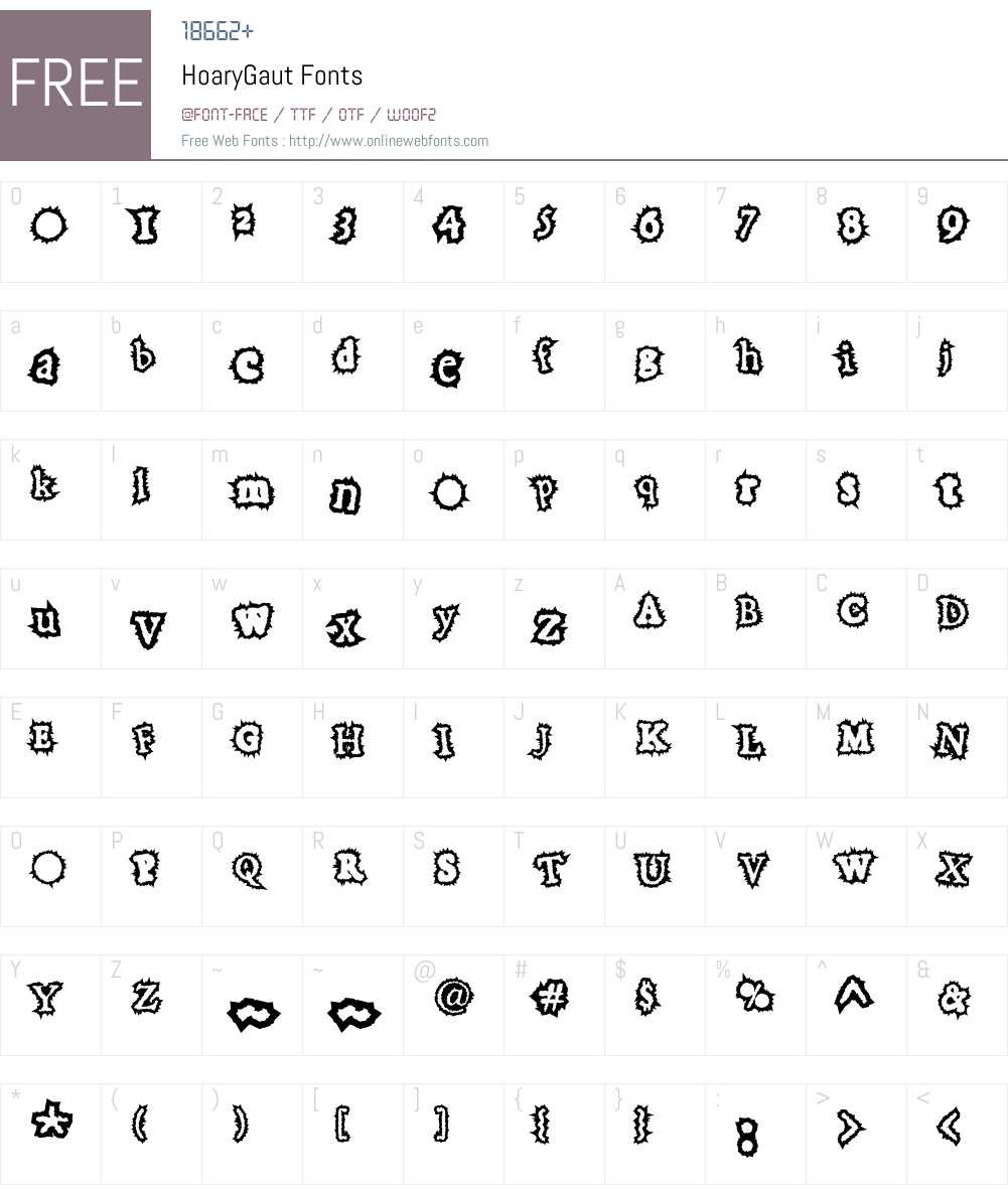 HoaryGaut Font Screenshots
