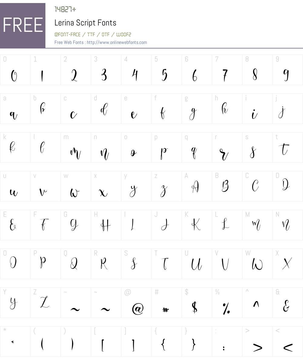 Lerina Script 1.00;March 4, 2019;FontCreator 11.5.0.2430 64-bit Fonts ...