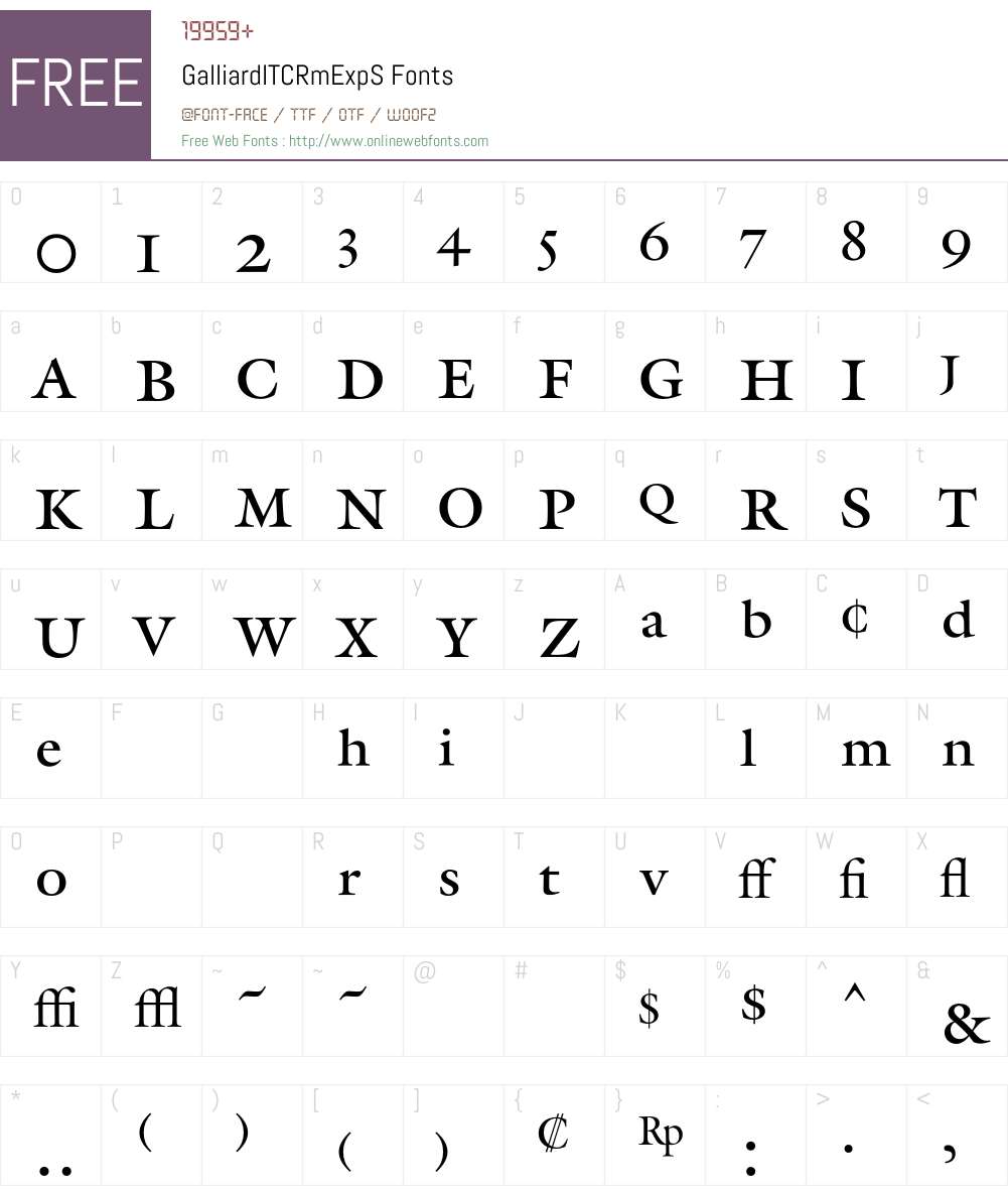 Galliard Font Screenshots