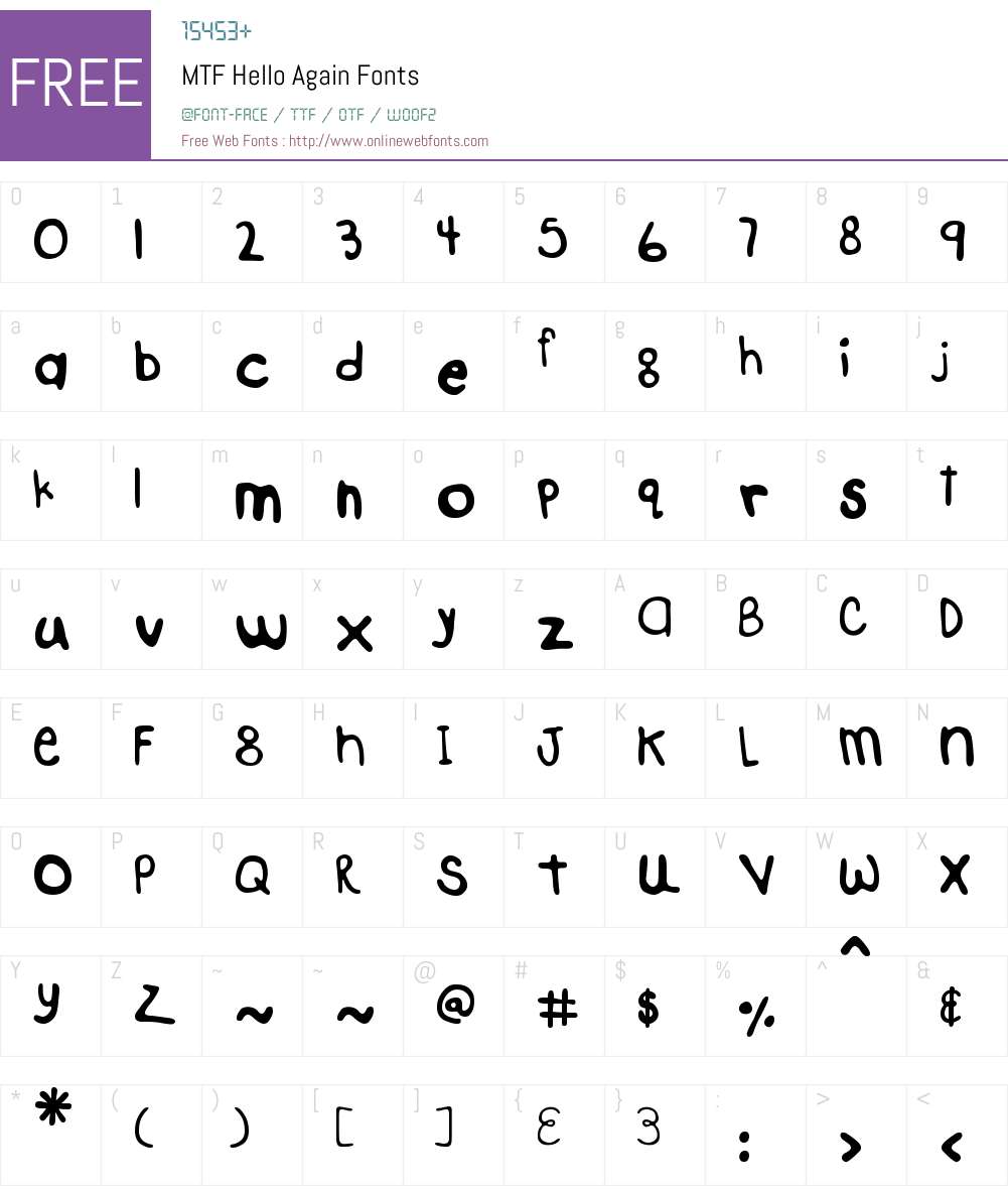 MTF Hello Again Font Screenshots