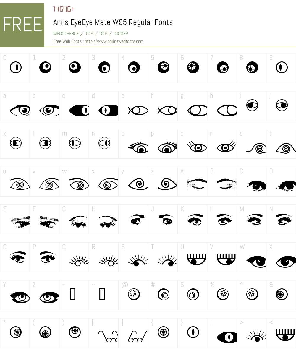 Ann's EyeEye Mate Font Screenshots