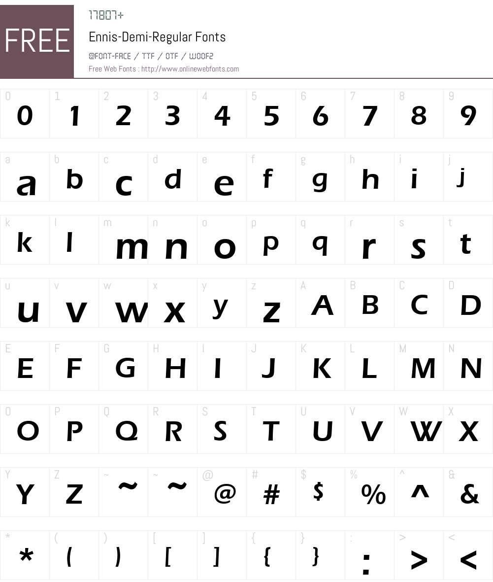 Ennis-Demi Font Screenshots