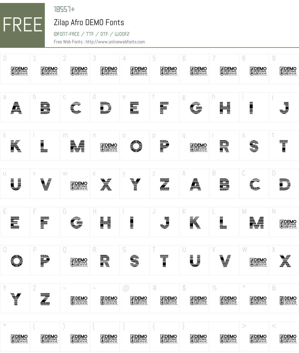 Zilap Afro DEMO January Initial Release Fonts Free Download OnlineWebFonts COM