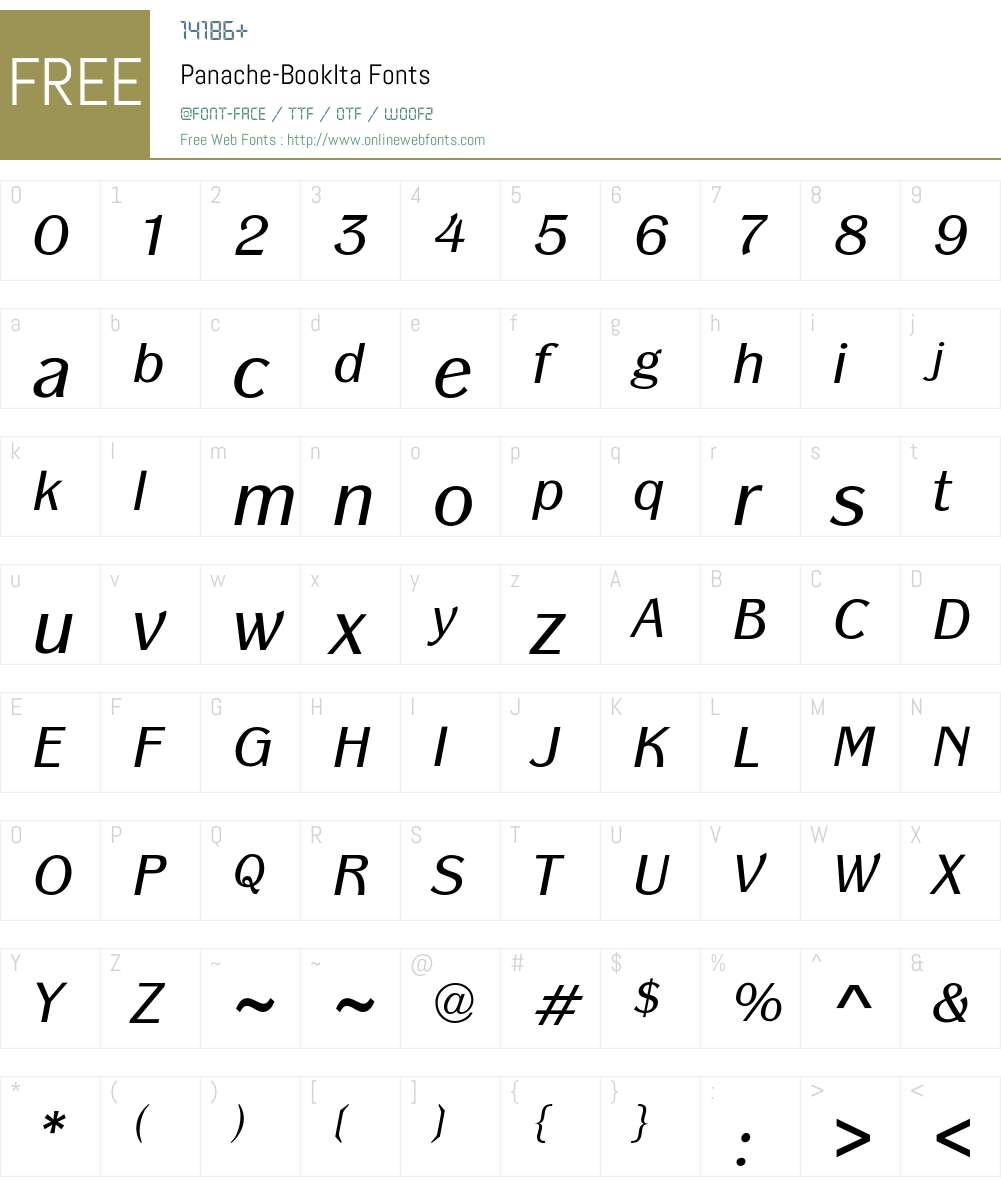 Panache-BookIta Font Screenshots