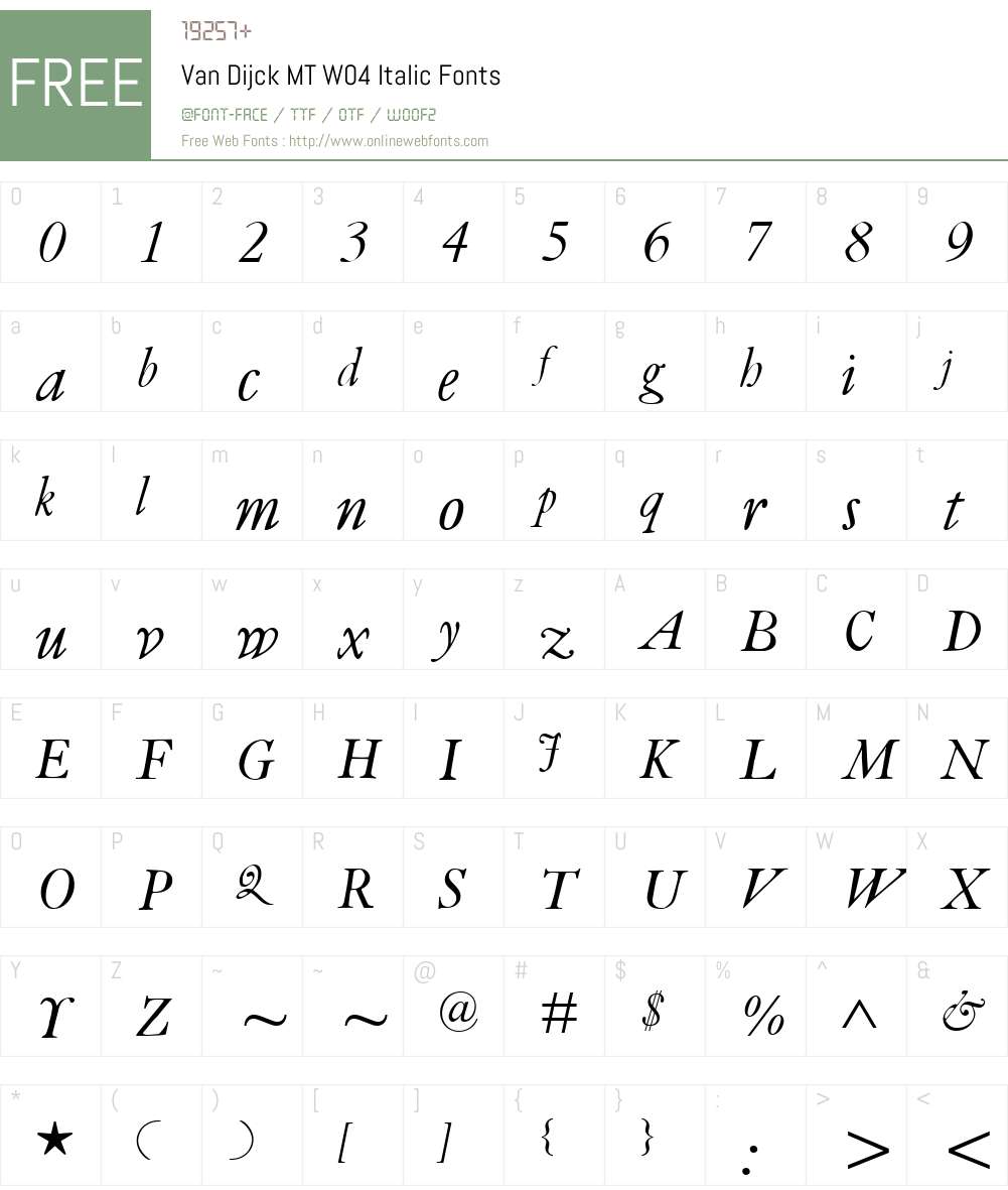 Van Dijck Font Screenshots