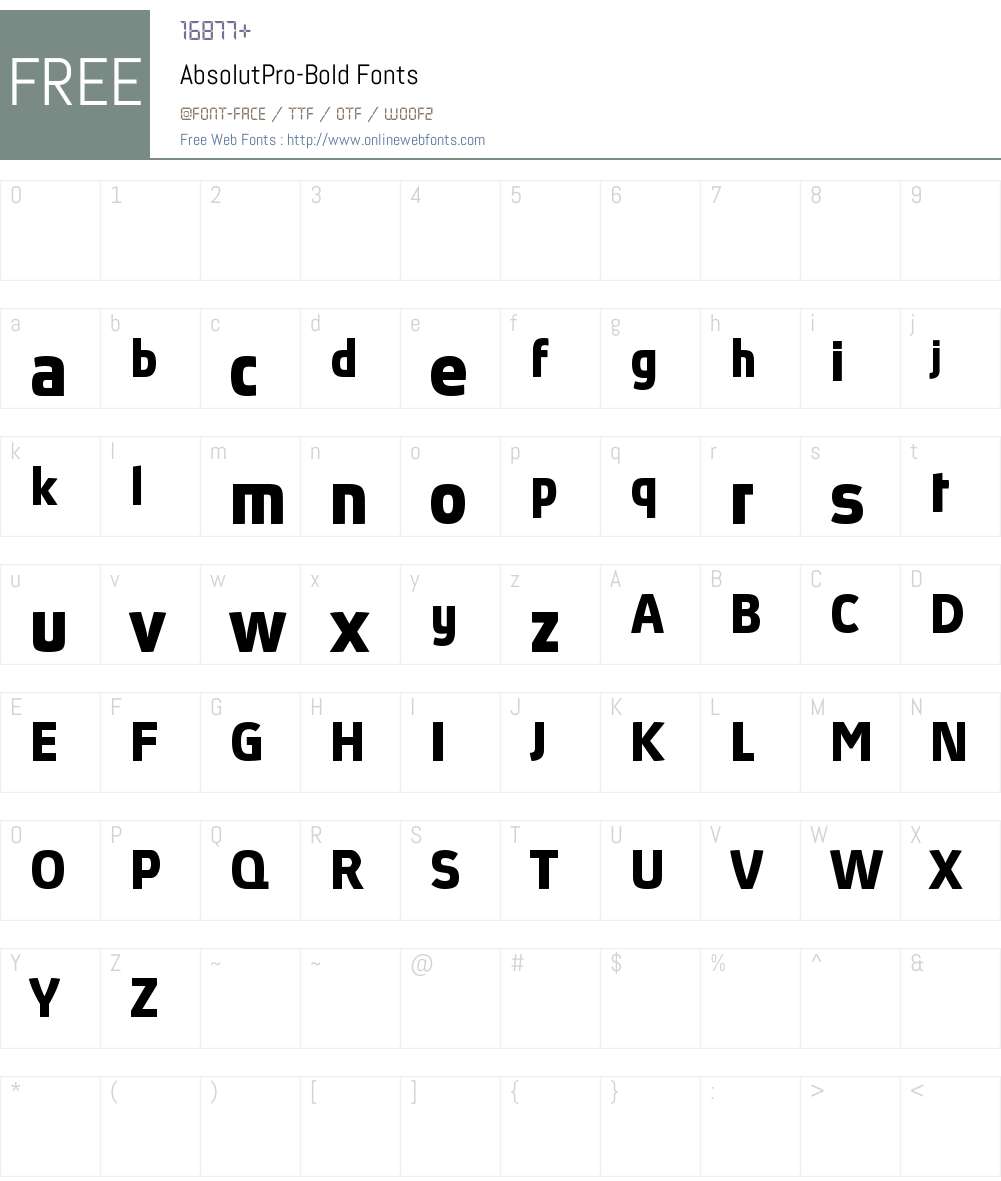 Absolut Pro reduced Font Screenshots