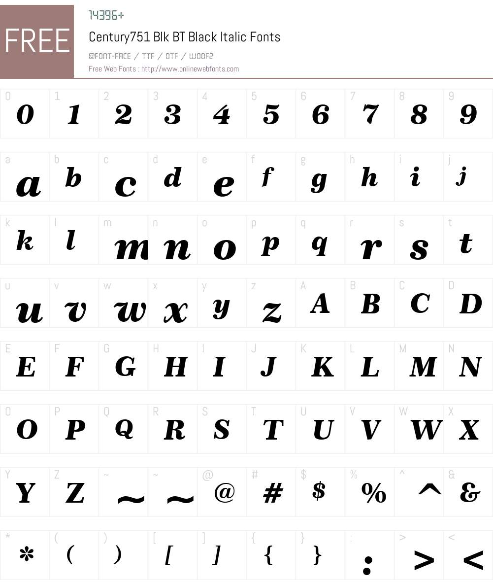 Century751 Blk BT Font Screenshots