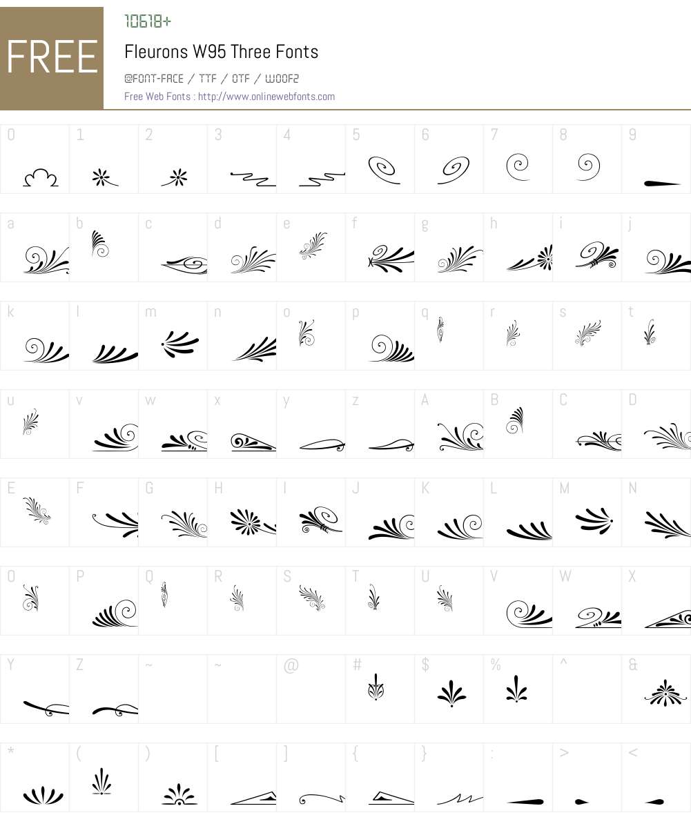 FleuronsW95-Three Font Screenshots