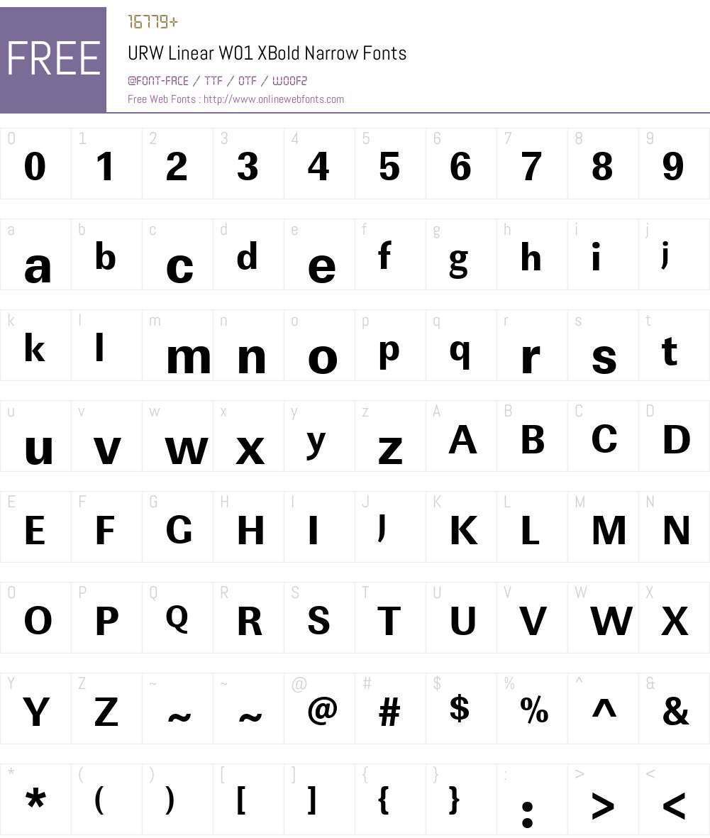 URWLinearW01-XBoldNarrow Font Screenshots