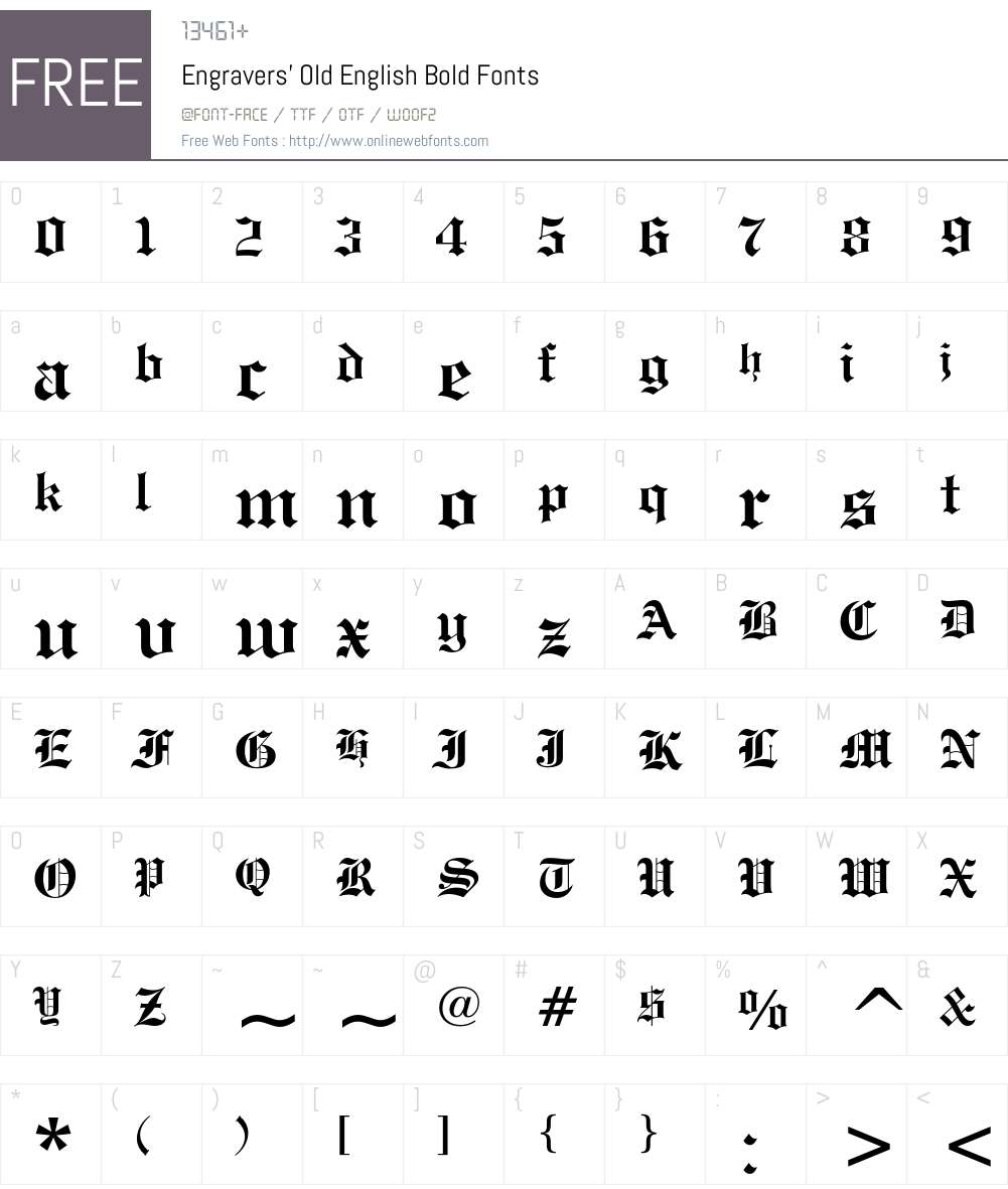 Engravers' Old English Font Screenshots