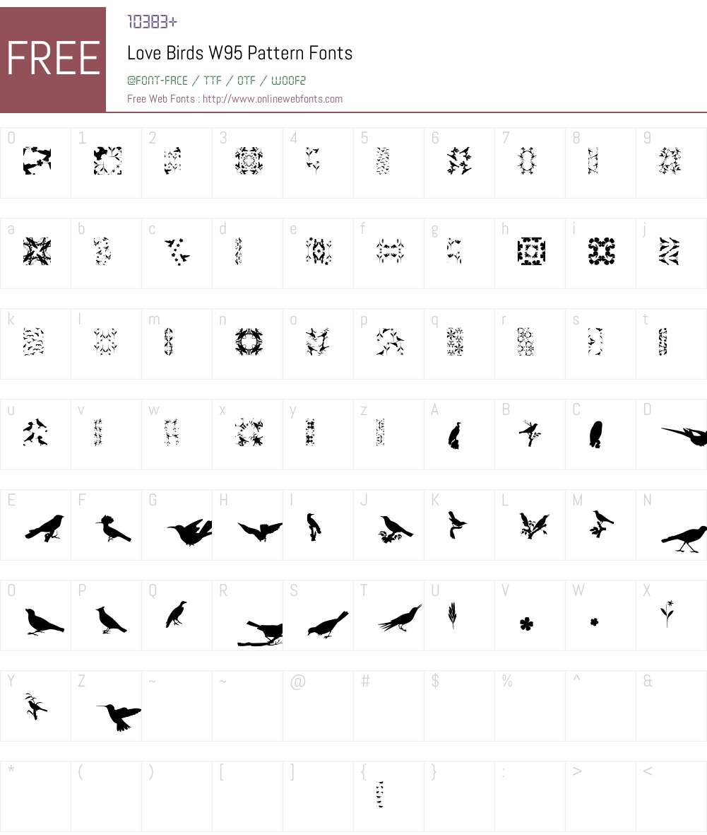 LoveBirdsW95-Pattern Font Screenshots