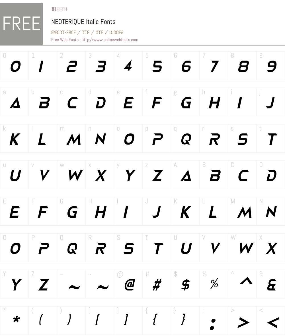 NEOTERIQUE Font Screenshots
