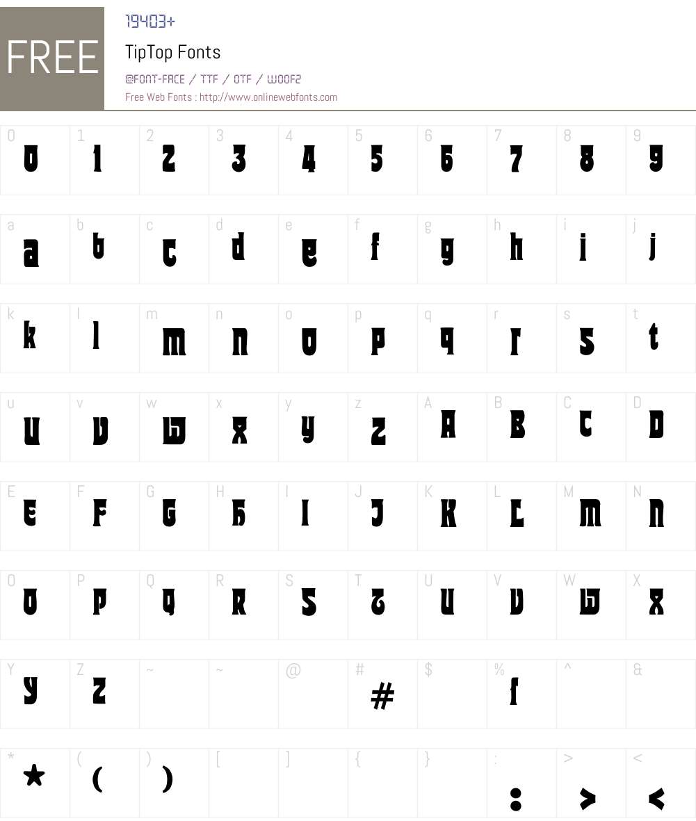 TipTop Font Screenshots