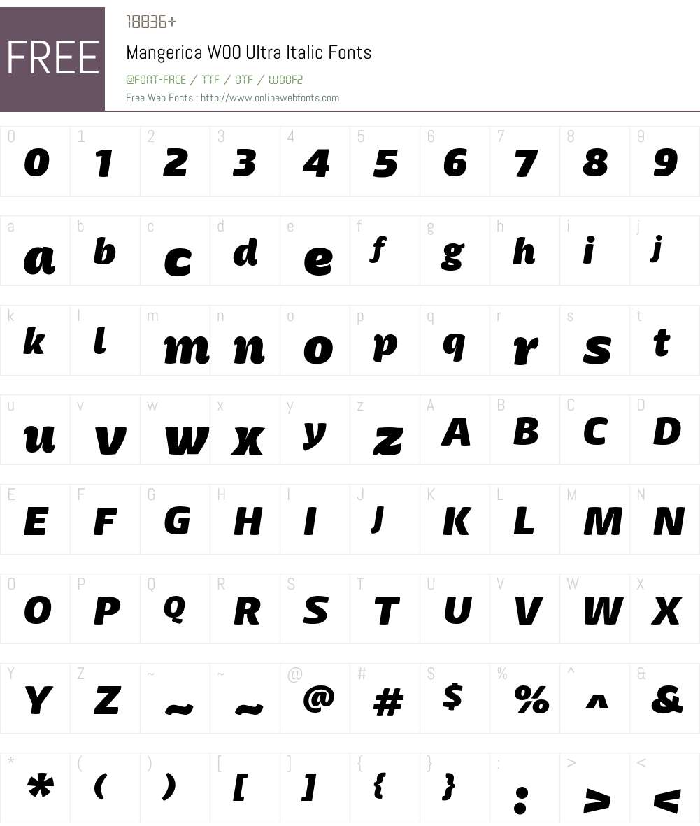 MangericaW00-UltraItalic Font Screenshots