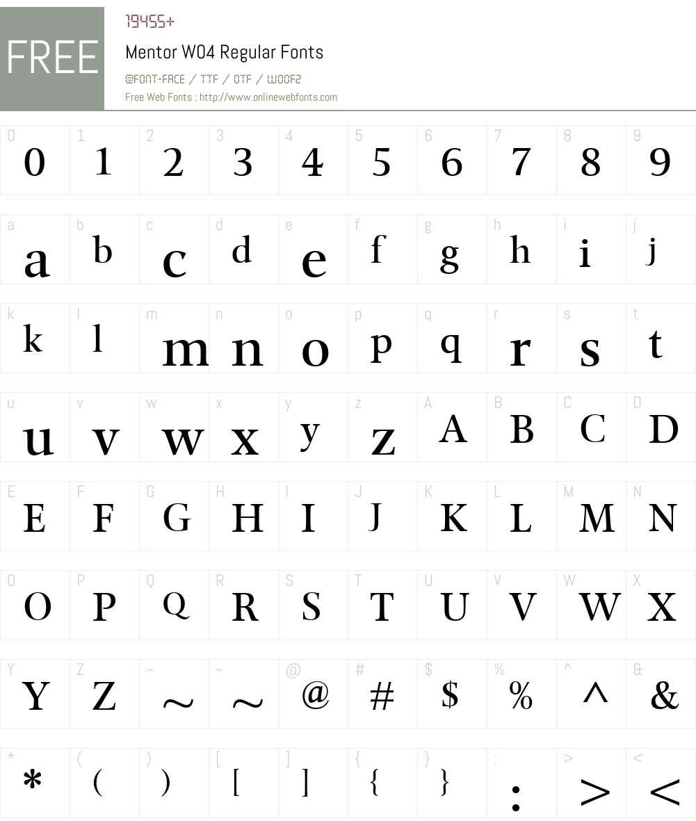 Mentor Font Screenshots