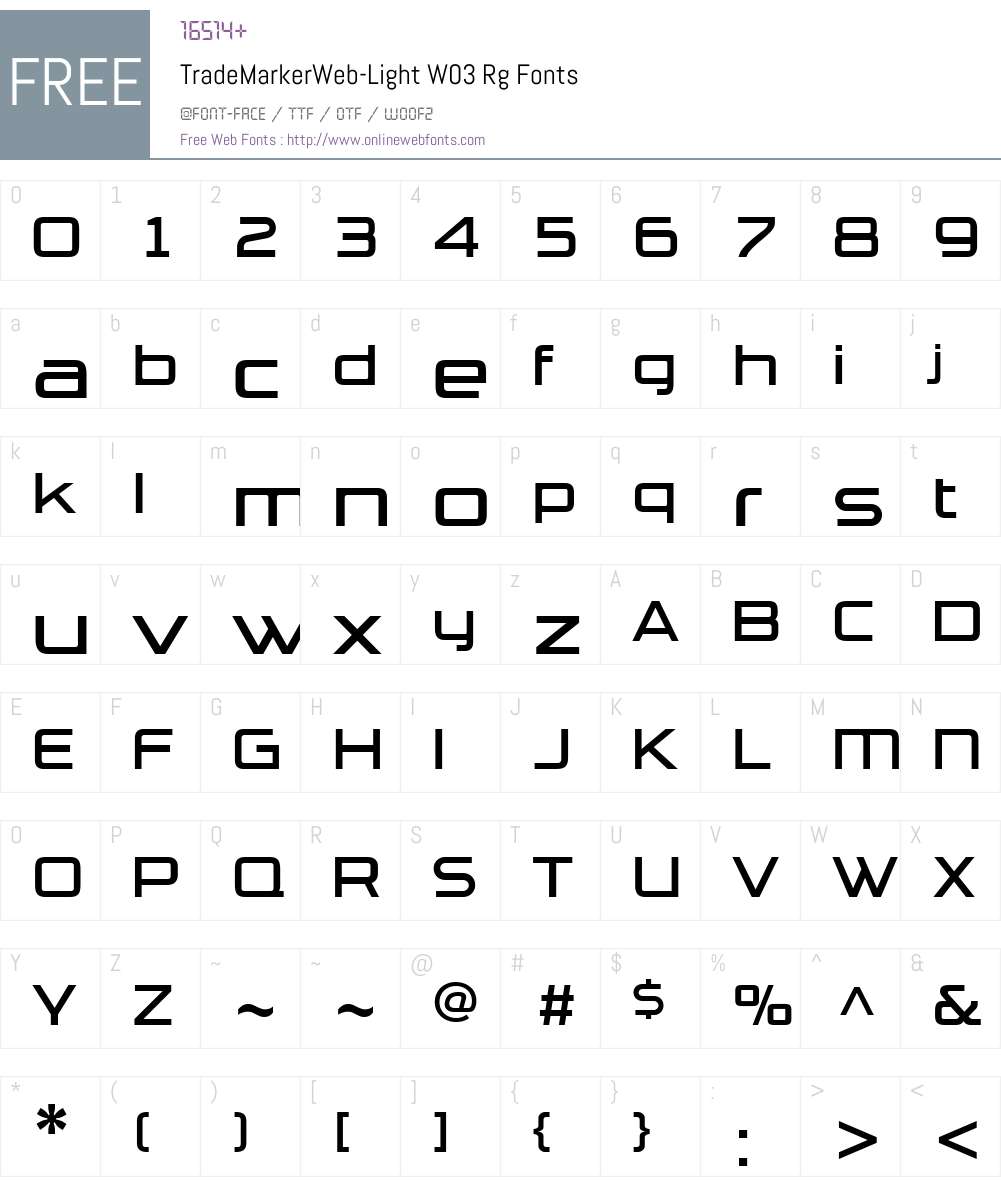 FF TradeMarker Font Screenshots