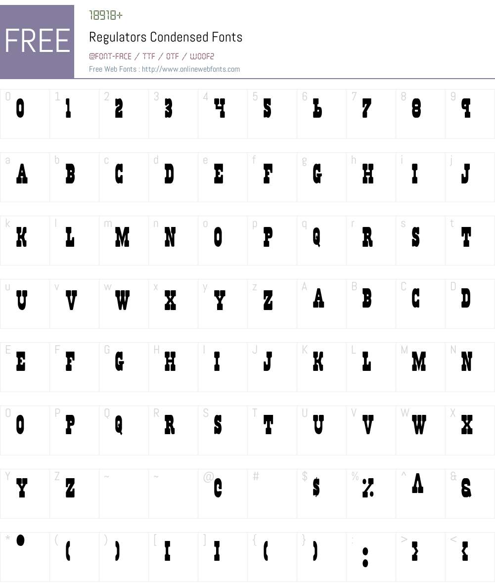 Regulators Condensed Font Screenshots