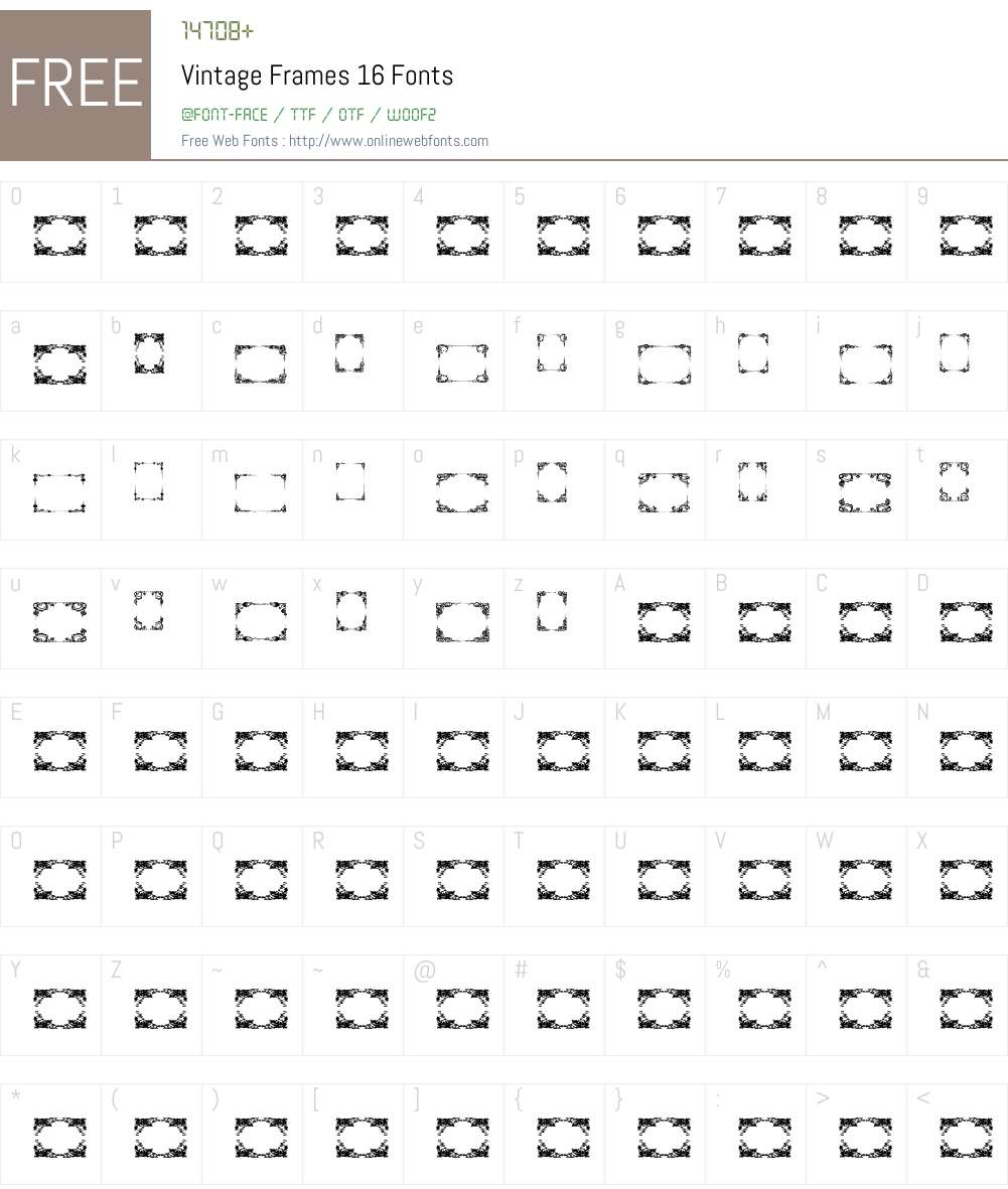 Vintage Frames 16 Font Screenshots