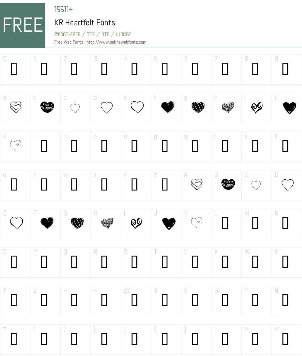 KR Heartfelt Font Screenshots