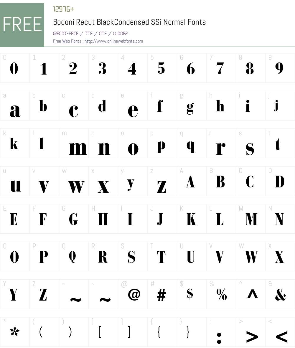 Bodoni Recut BlackCondensed SSi Font Screenshots