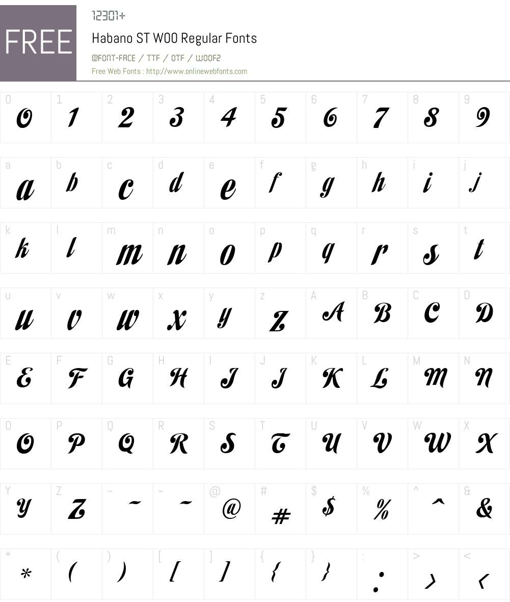 HabanoSTW00-Regular Font Screenshots