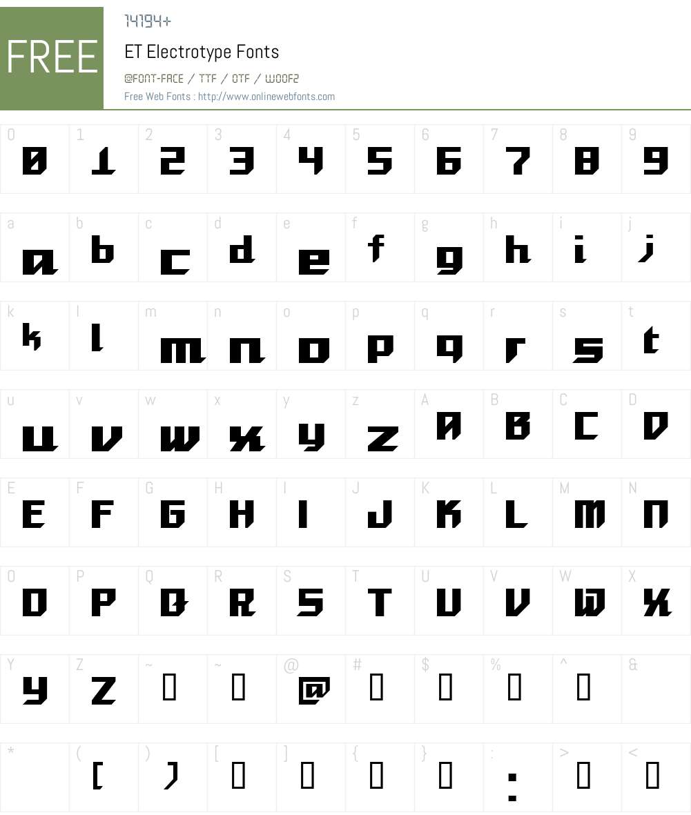 ET Electrotype Font Screenshots