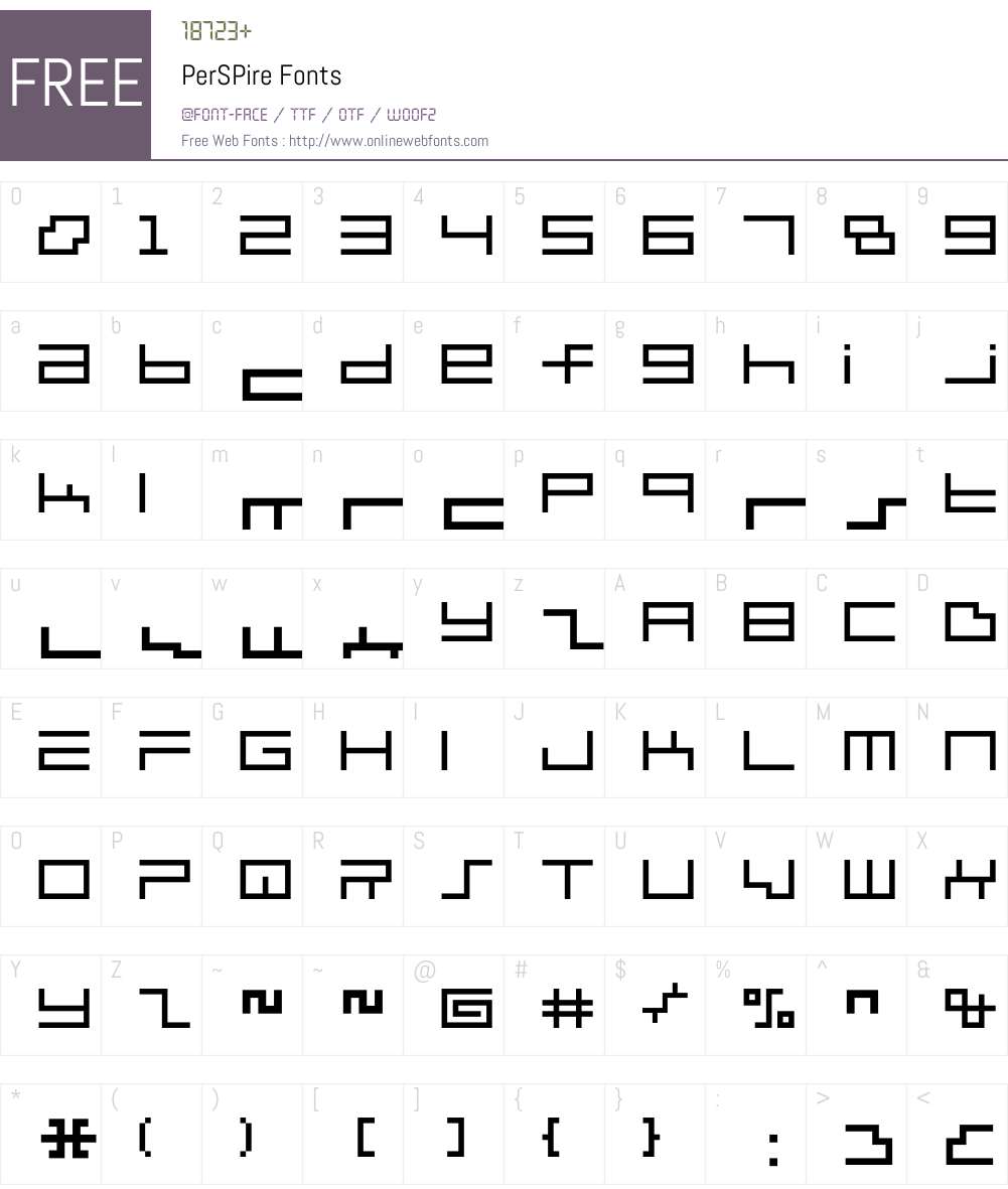 PerSPire Font Screenshots