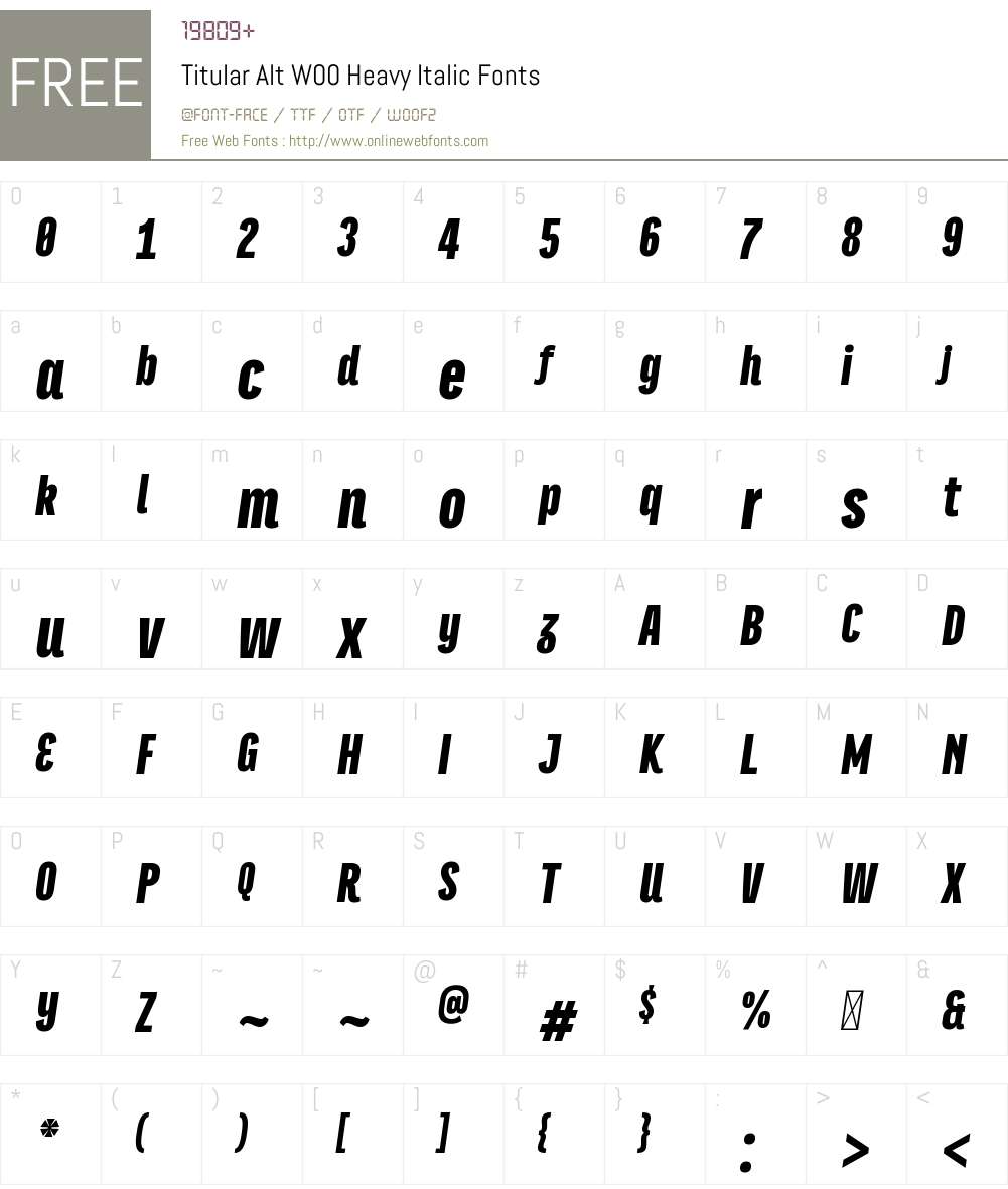 TitularAltW00-HeavyItalic Font Screenshots