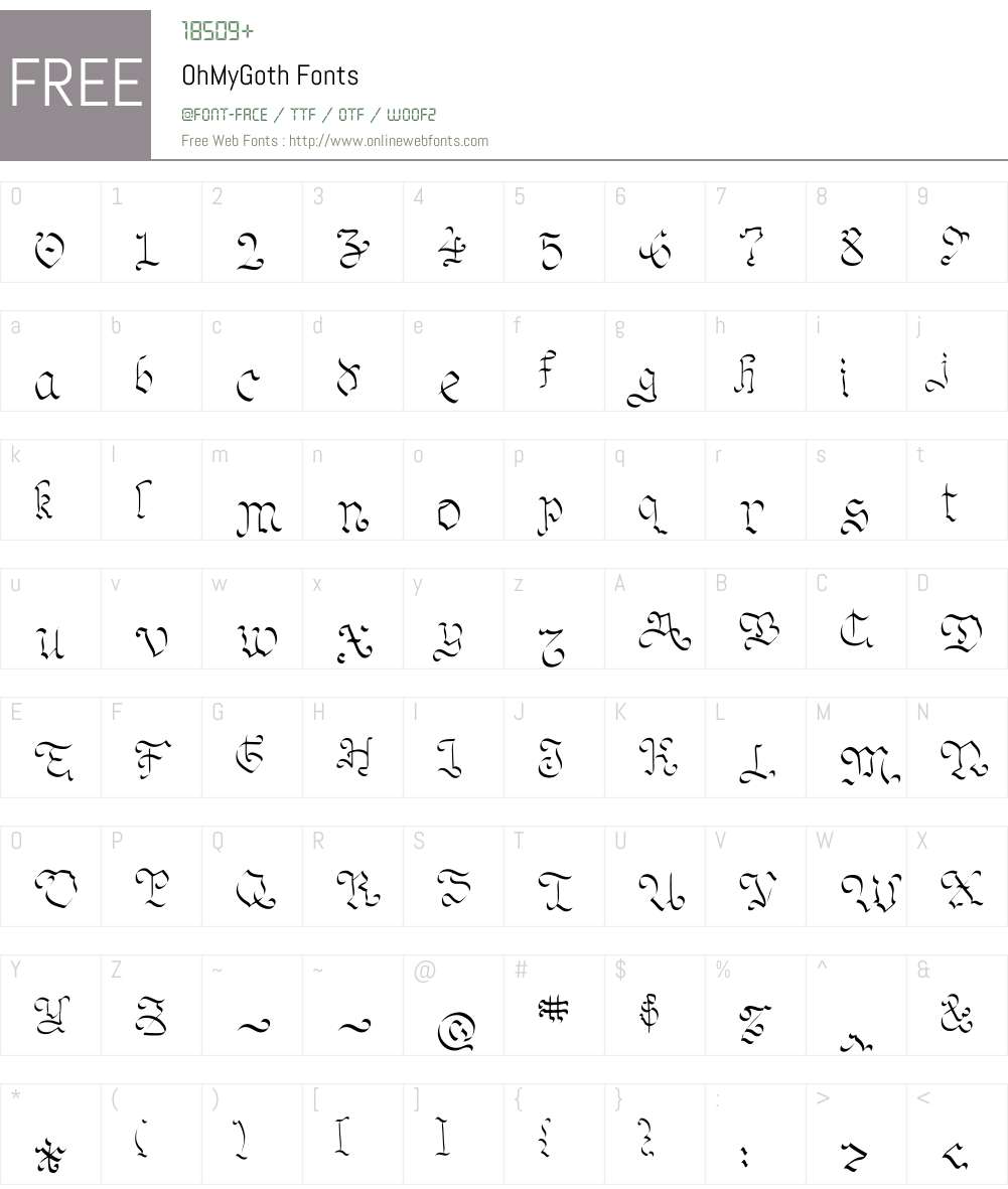 OhMyGoth Font Screenshots