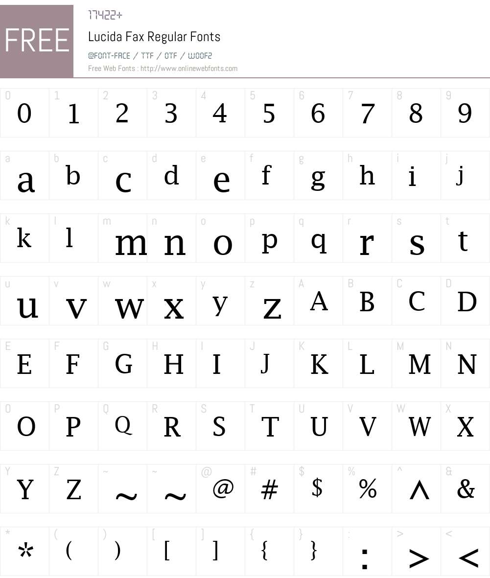 Lucida Fax Font Screenshots