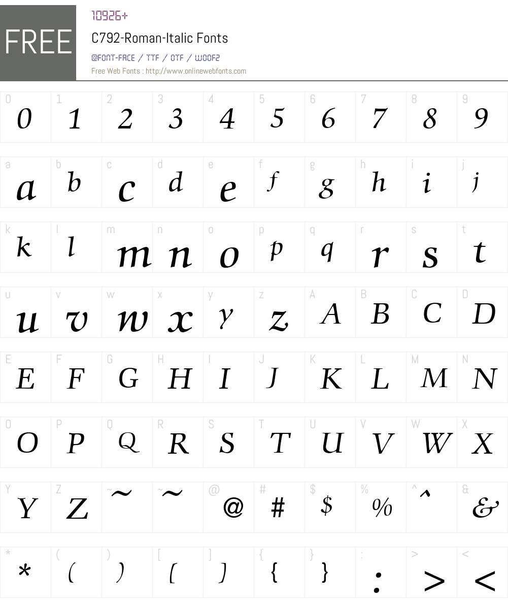 C792-Roman Font Screenshots