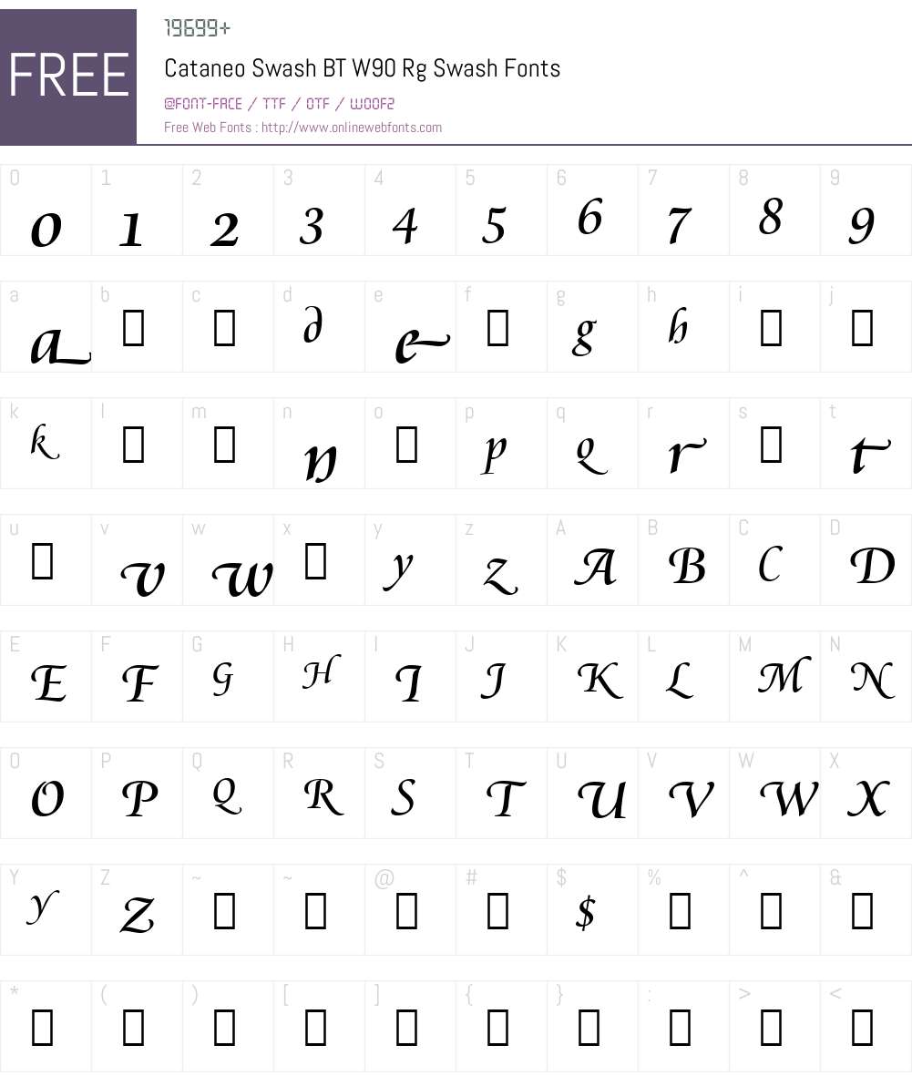 CataneoSwashBTW90-RgSwash Font Screenshots