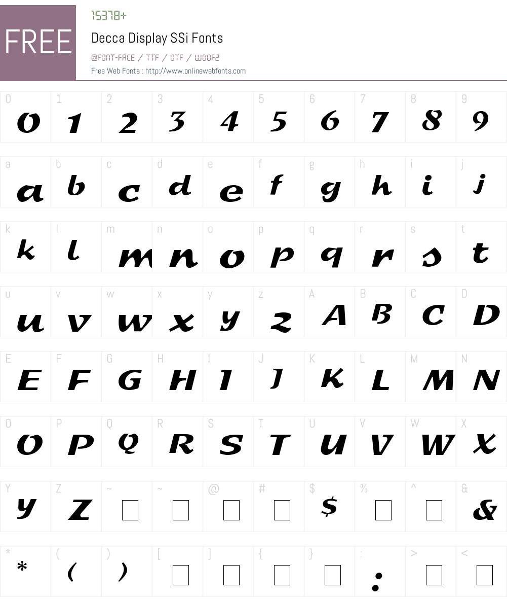 Decca Display SSi Font Screenshots