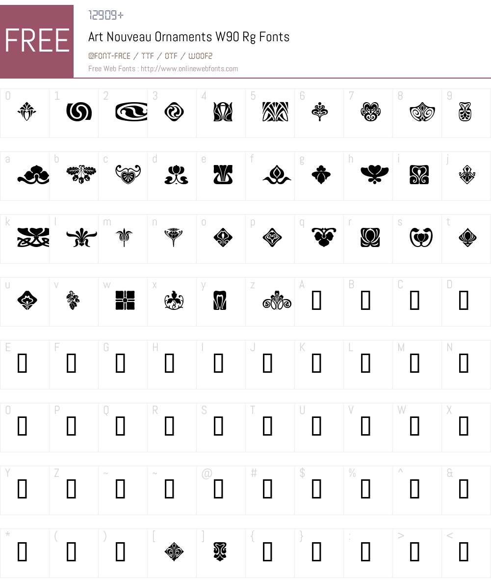 Art Nouveau Ornaments Font Screenshots