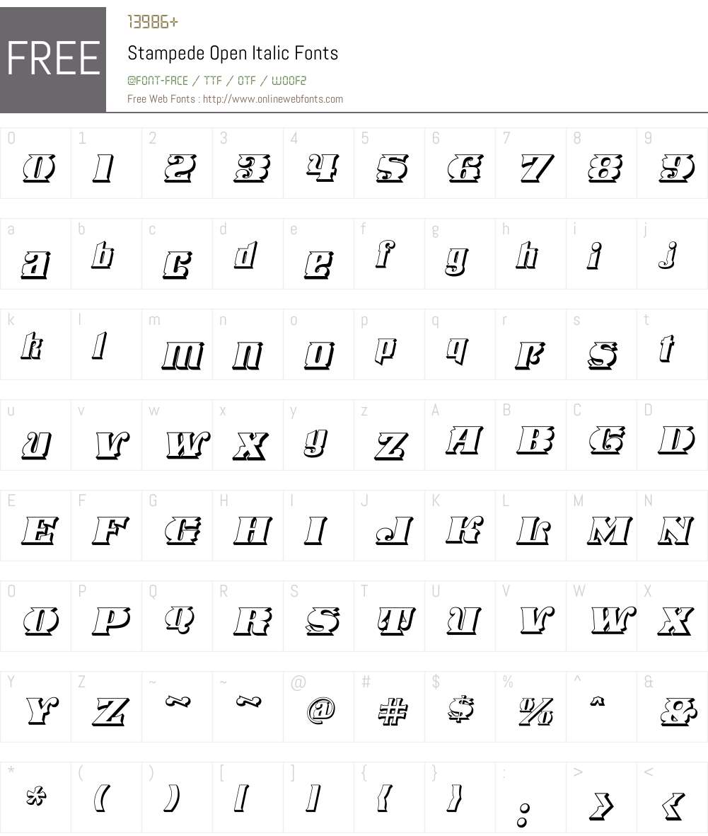 Stampede Open Italic Font Screenshots