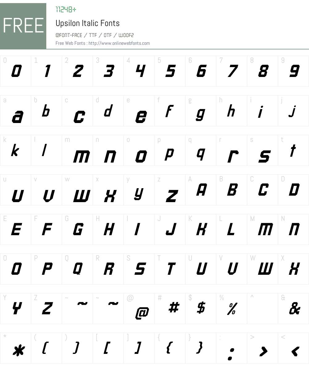 Upsilon Italic Font Screenshots