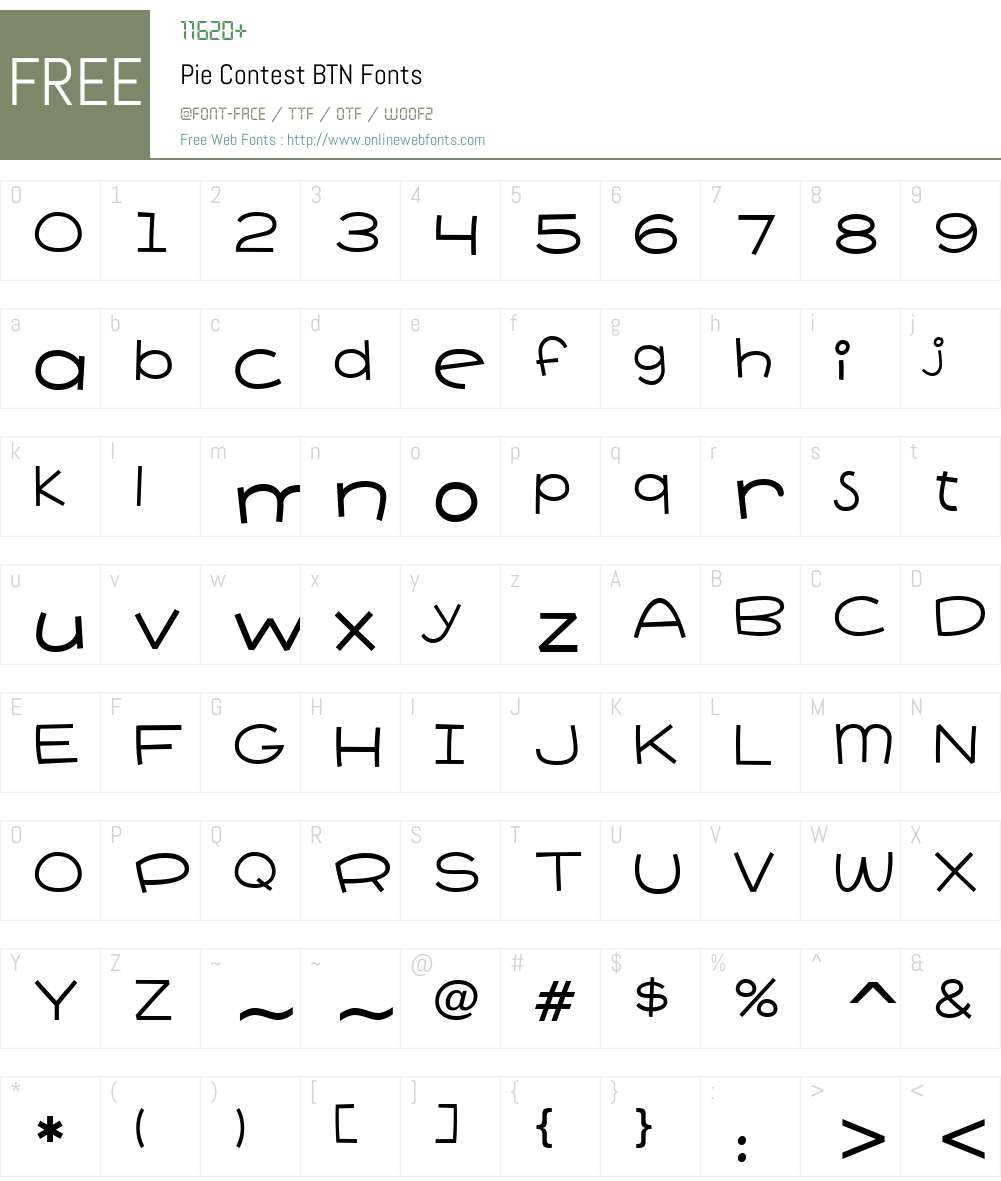 Pie Contest BTN Font Screenshots