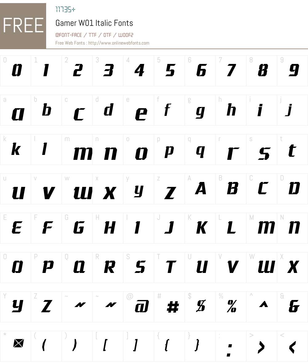 GamerW01-Italic Font Screenshots