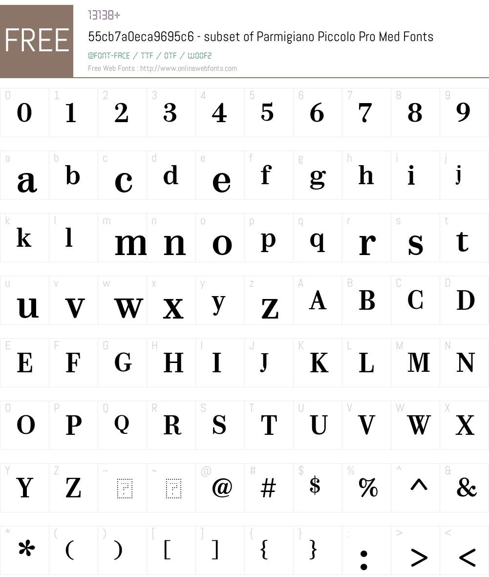 55cb7a0eca9695c6 - subset of Parmigiano Piccolo Pro Med Font Screenshots
