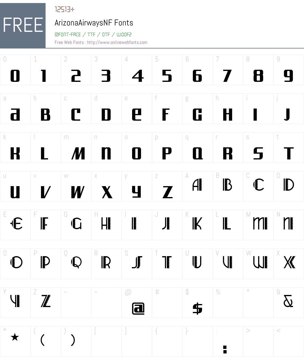 ArizonaAirwaysNF Font Screenshots