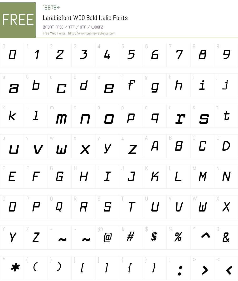 LarabiefontW00-BoldItalic Font Screenshots