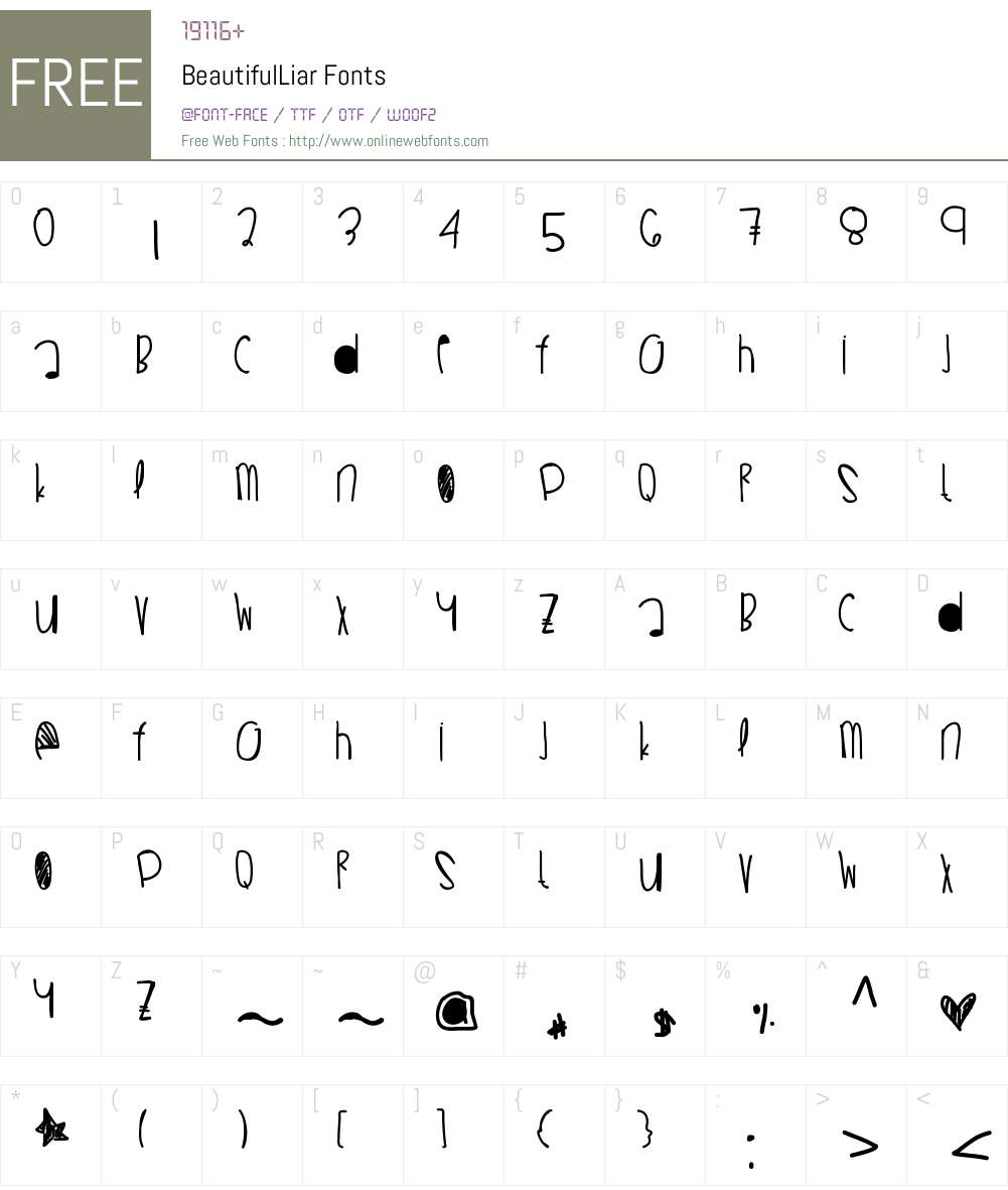 BeautifulLiar Font Screenshots