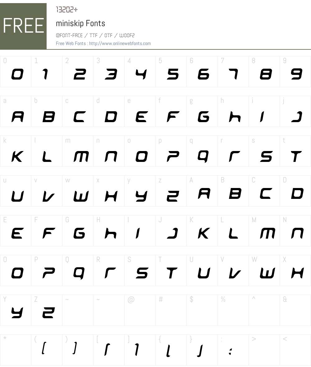 miniskip Font Screenshots