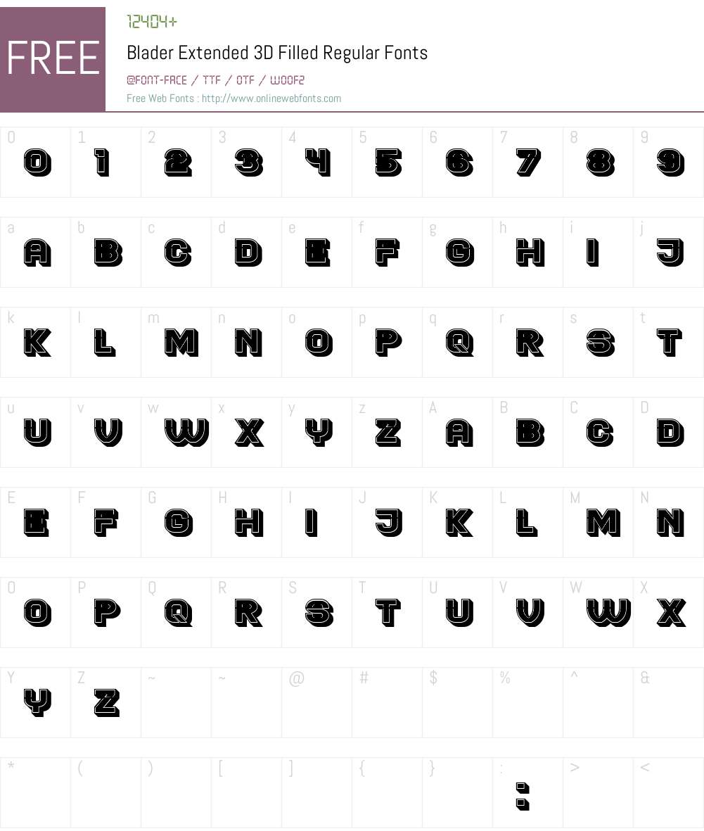 Blader Extended 3D Filled Font Screenshots