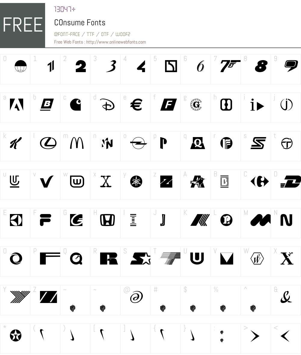 COnsume Font Screenshots