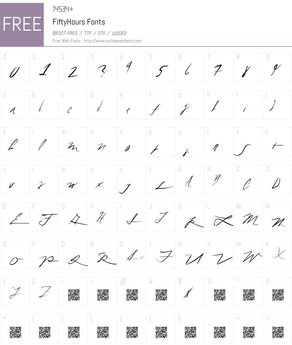 FiftyHours Font Screenshots