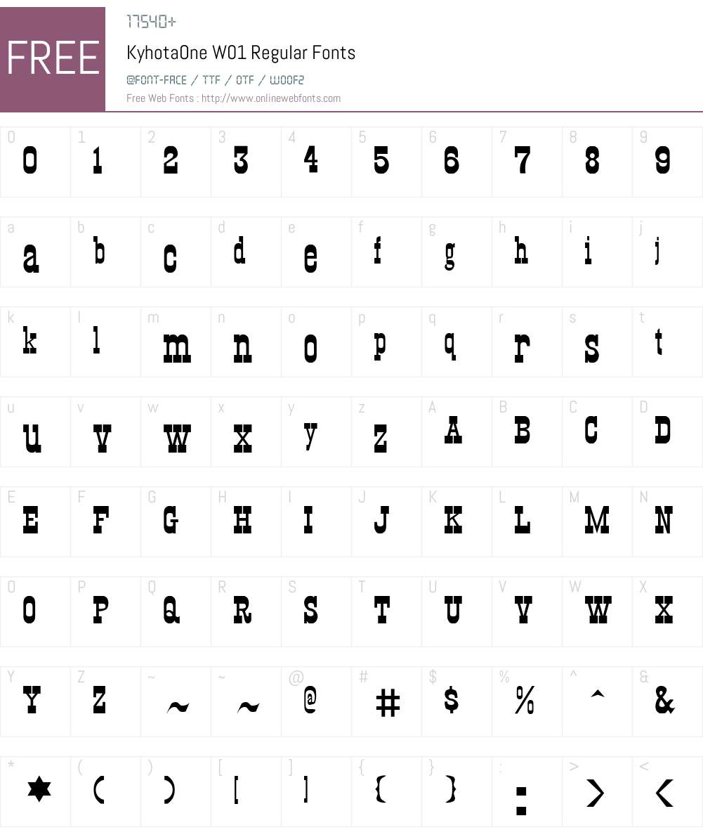 KyhotaOneW01-Regular Font Screenshots