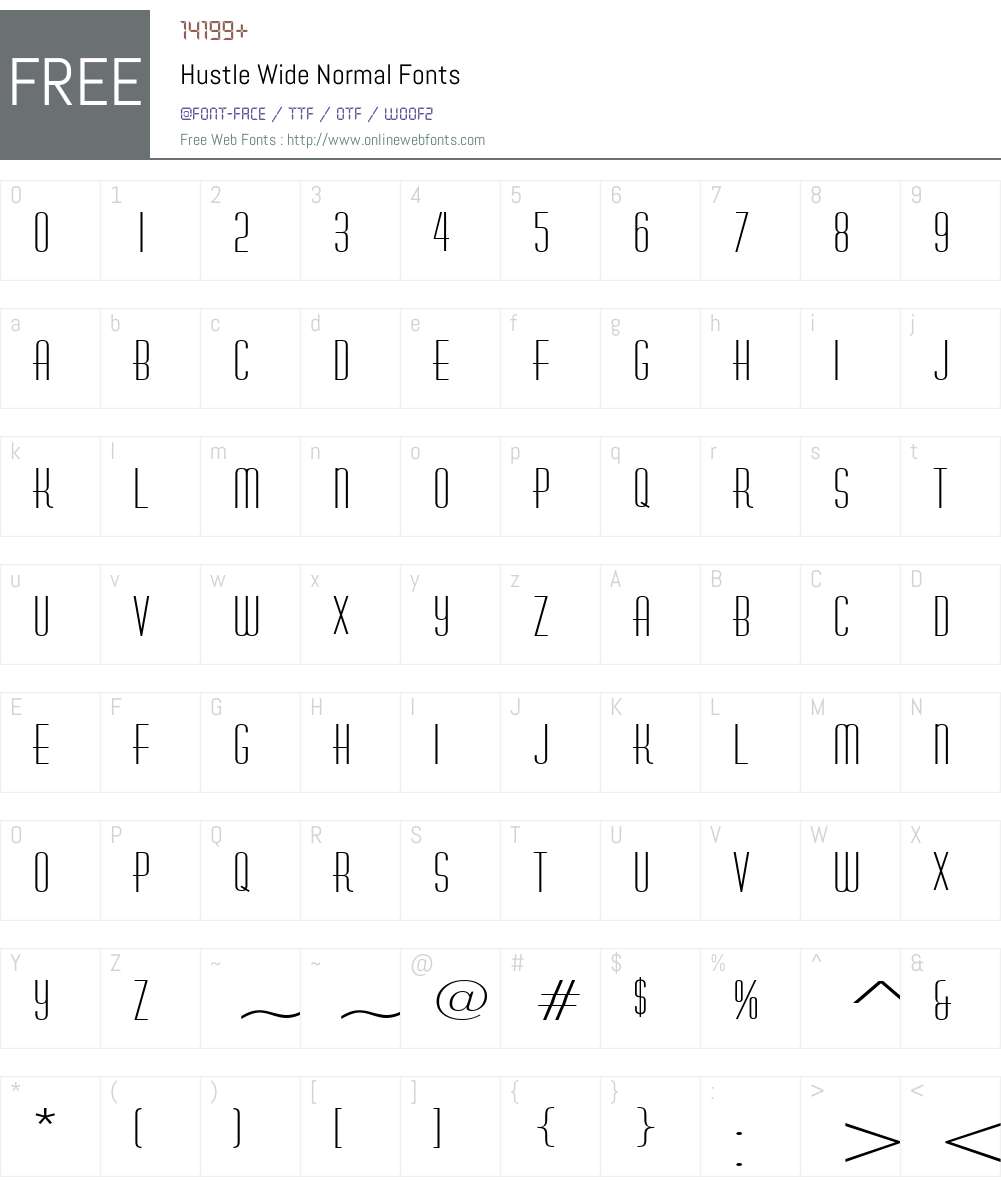 Hustle Wide Font Screenshots