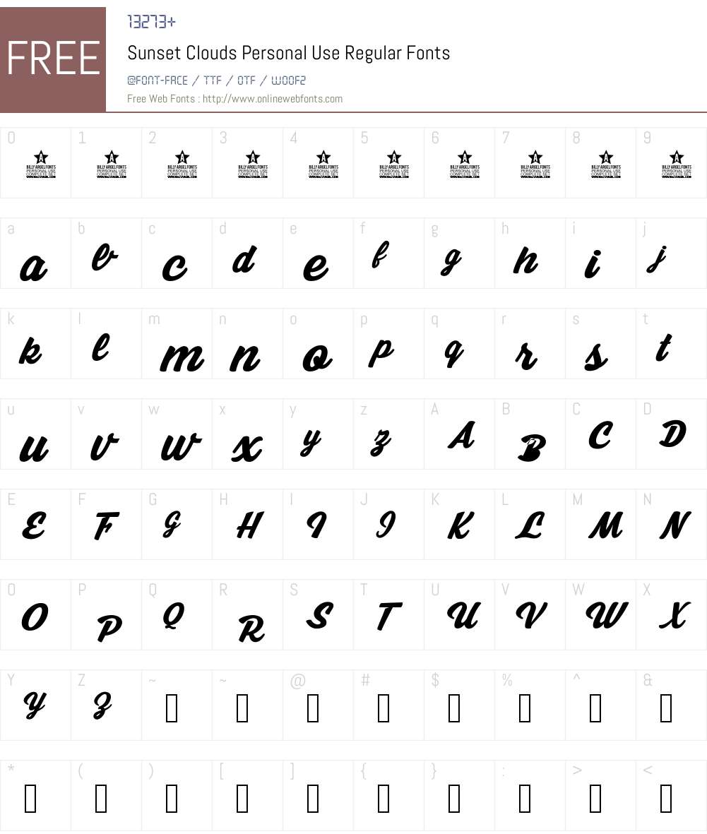 Sunset Clouds Personal Use Font Screenshots