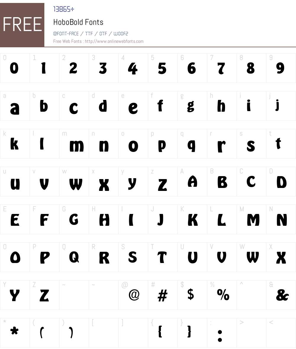 HoboBold Font Screenshots